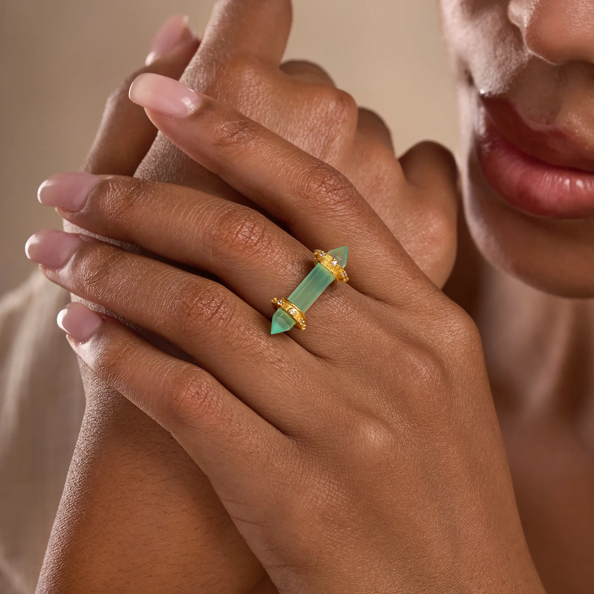 Sacred Balance Chalcedony Crystal Ring
