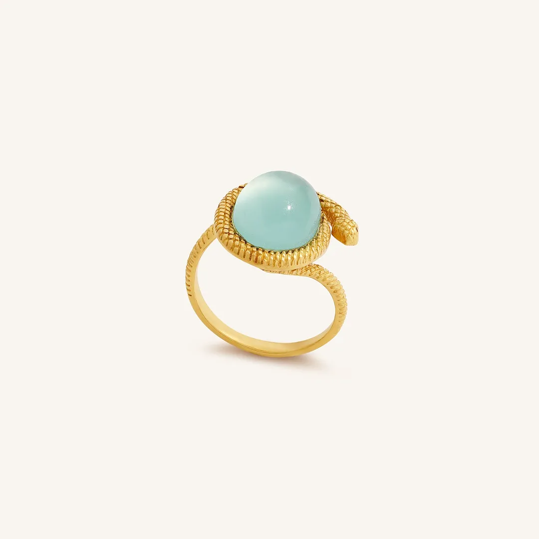 Sky Serpent Blue Chalcedony Ring