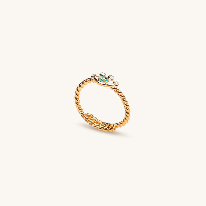 Basic Security Gold Diamond Evil Eye Ring