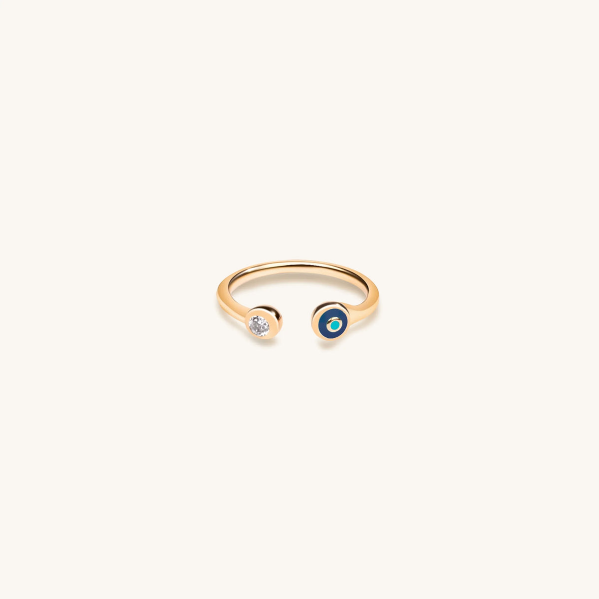Sparkling Positivity Gold Navy Enamel Evil Eye Ring