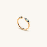 Forever Safeguard Gold Navy Enamel Evil Eye Ring