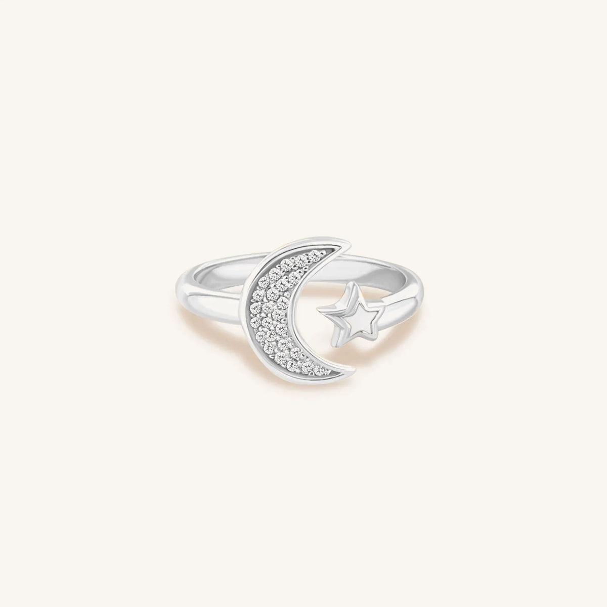 Cosmic Transformation Silver Moon & Star Ring