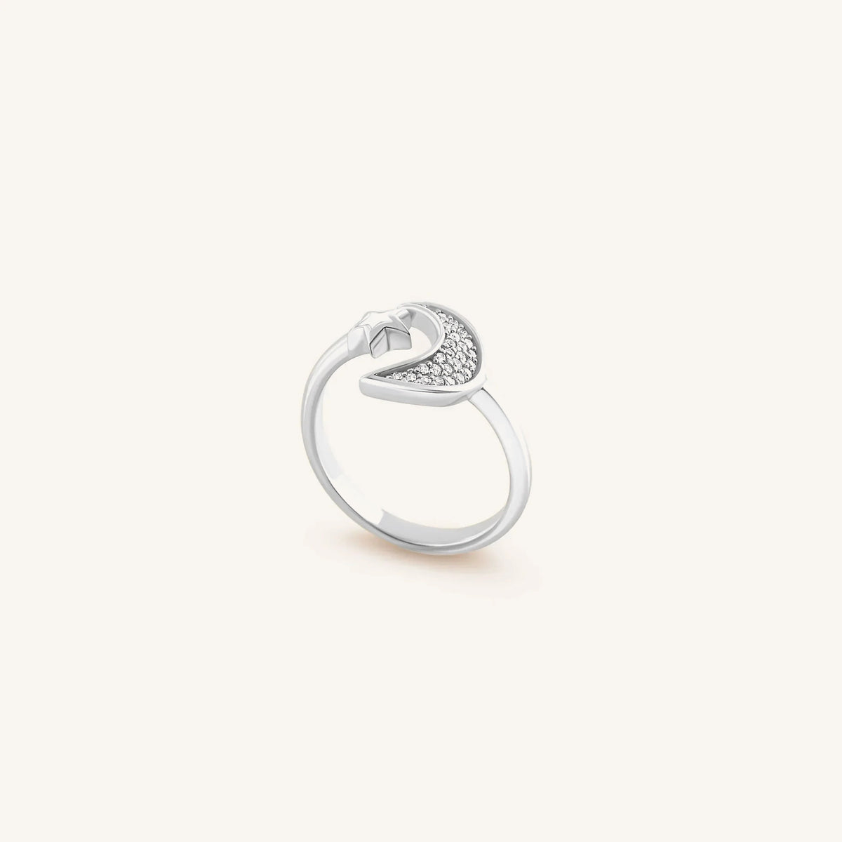 Cosmic Transformation Silver Moon & Star Ring