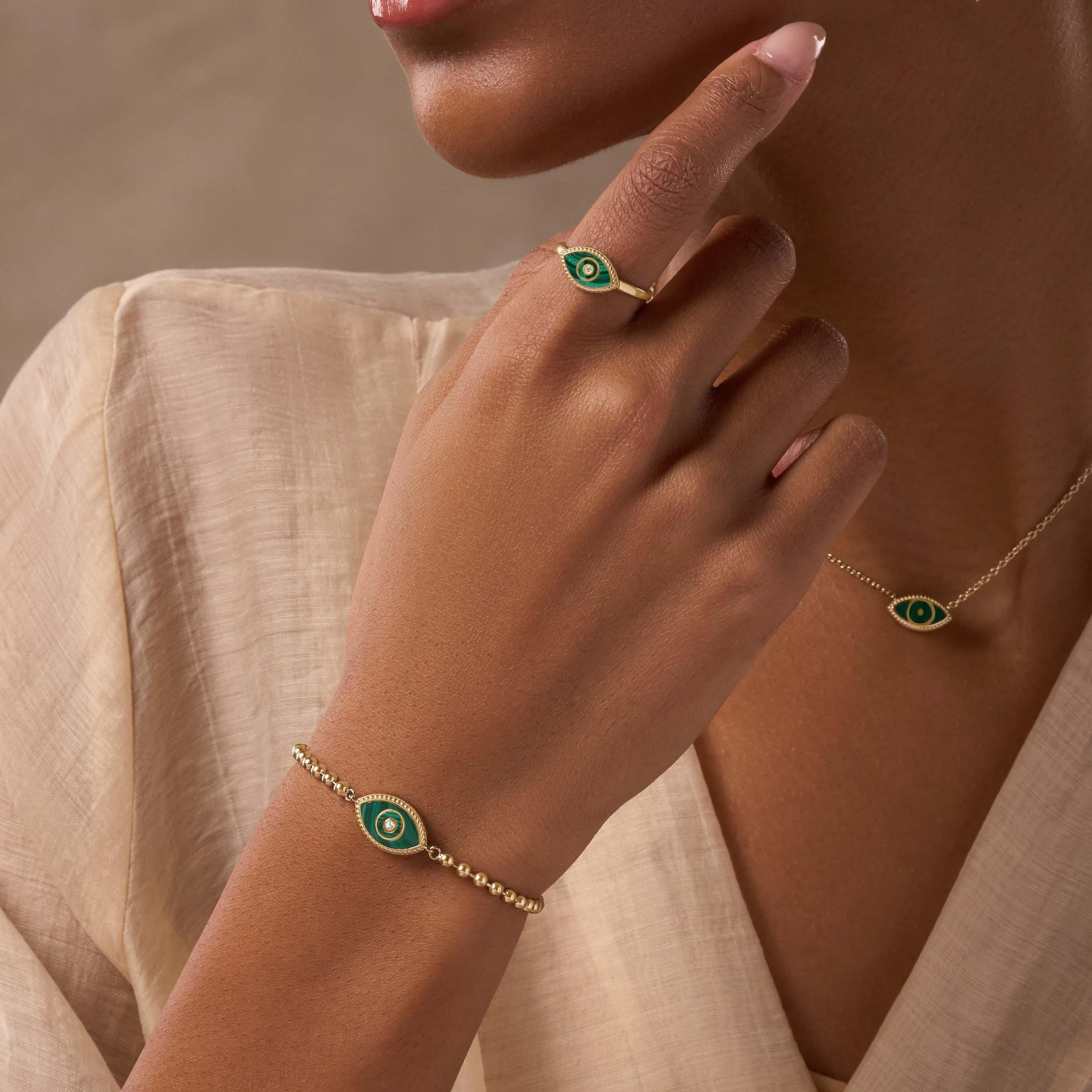 Bright Soul Evil Eye Malachite Gold Bracelet