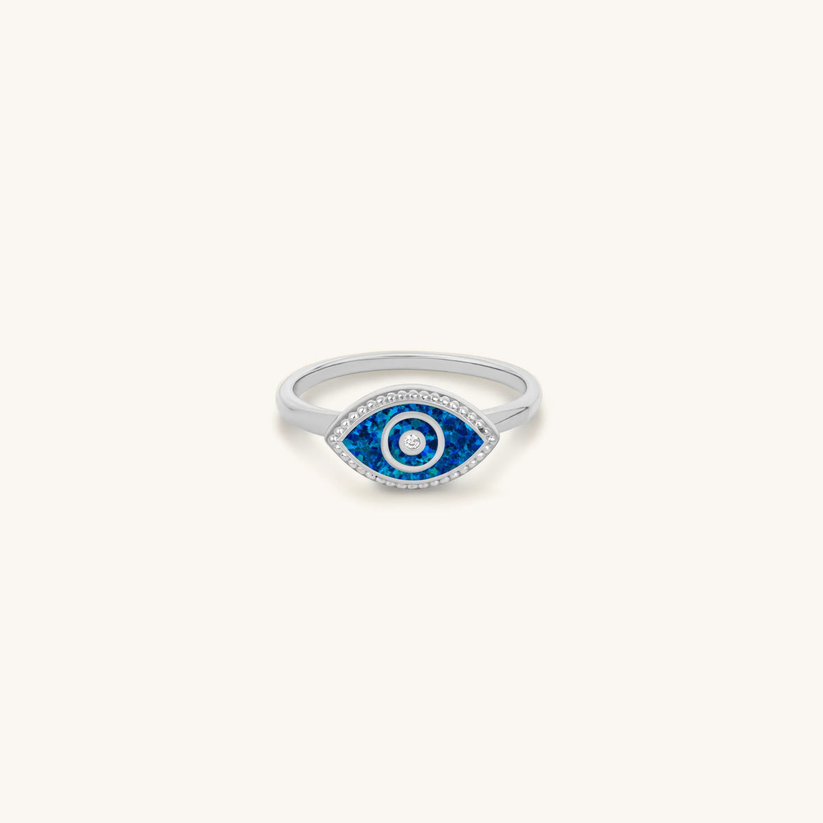 Dazzling Beauty Lab Blue Opal Evil Eye Ring