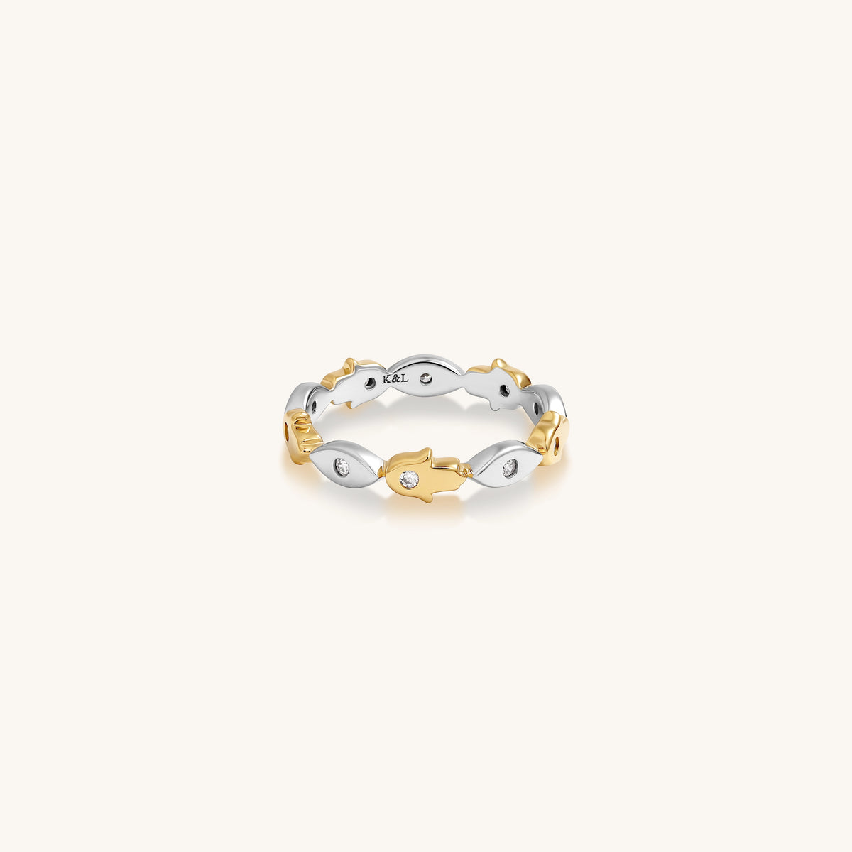 Fortune Balance Hamsa & Evil Eye Gold Ring