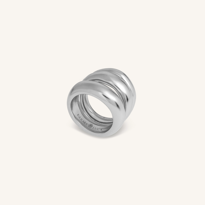 Silver Trine Balance Ring Stack