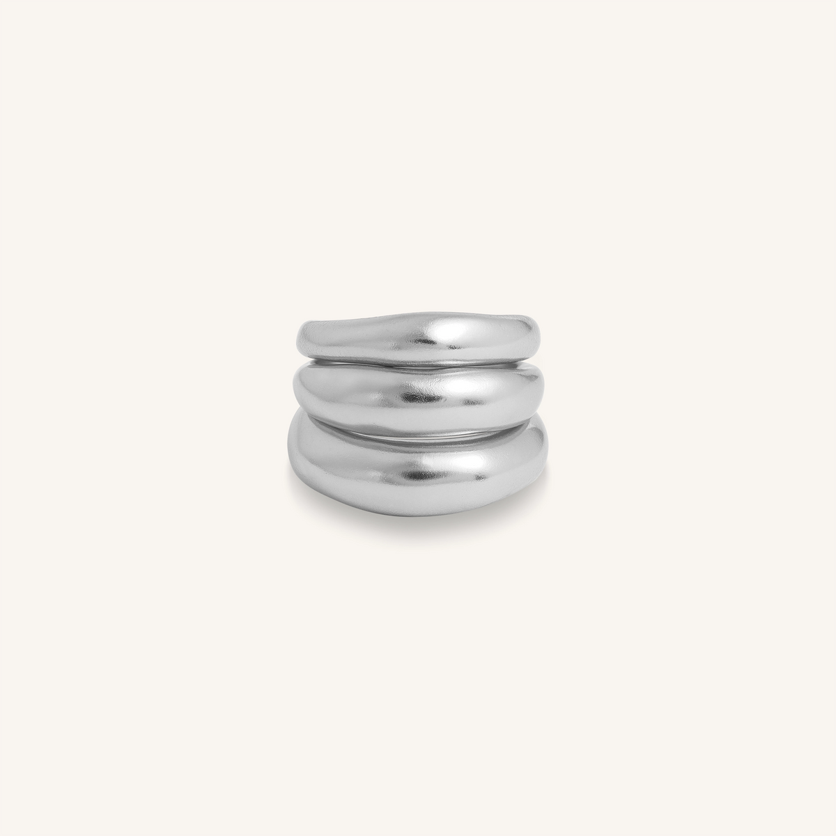 Silver Trine Balance Ring Stack