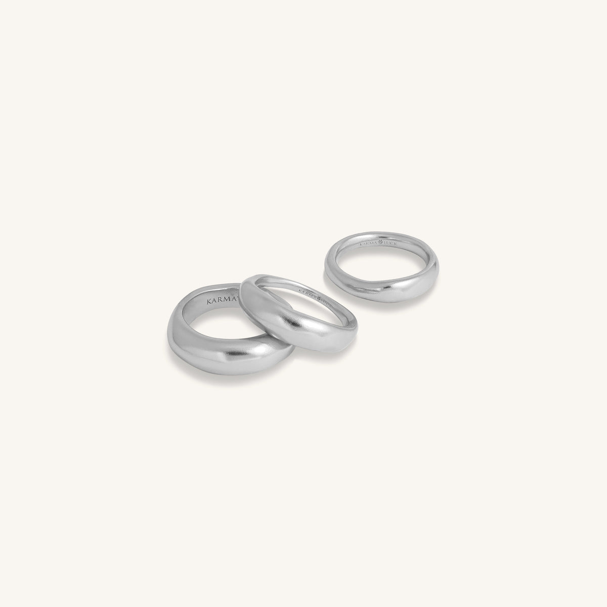 Silver Trine Balance Ring Stack