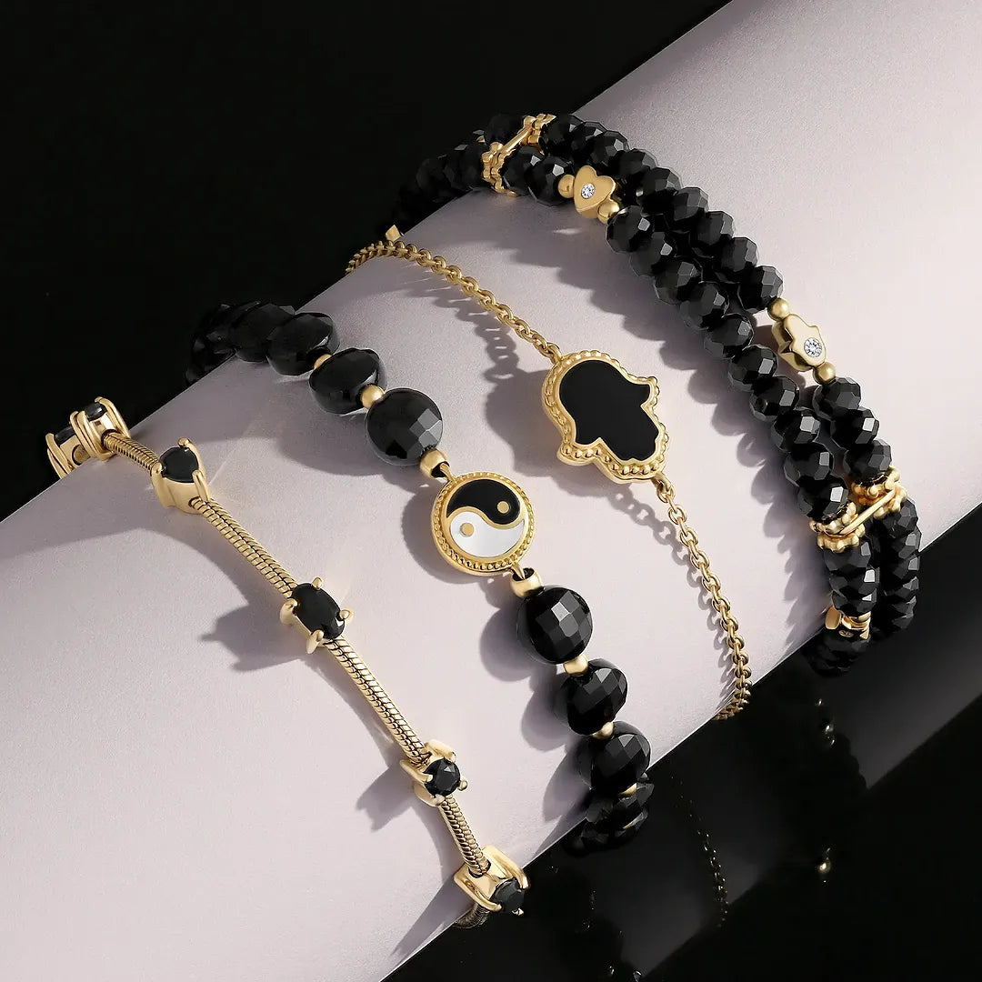 Guardian Light Hamsa Onyx & Mother of Pearl Bracelet