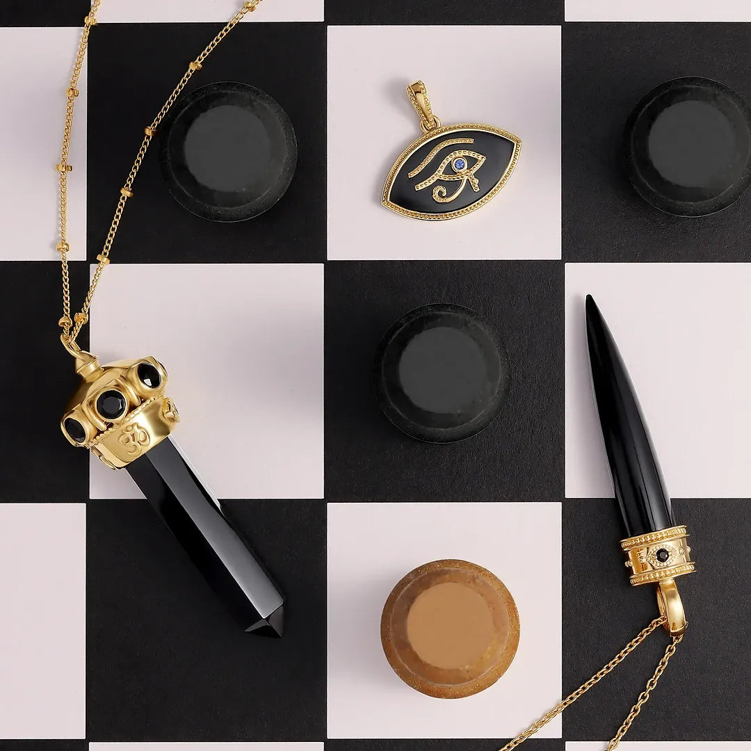 Fortune Gaze Onyx & Sapphire Necklace