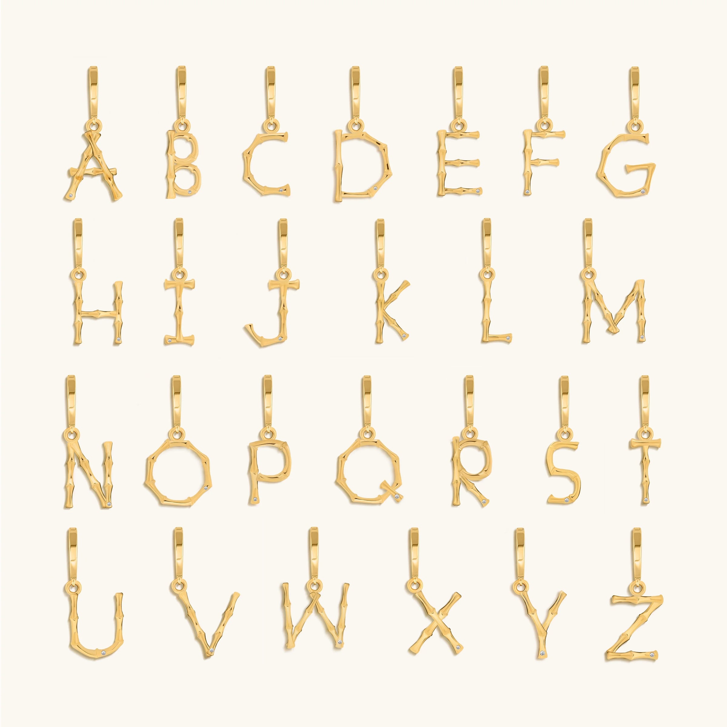 Peaceful Admiration Bamboo Initial Gold Charms