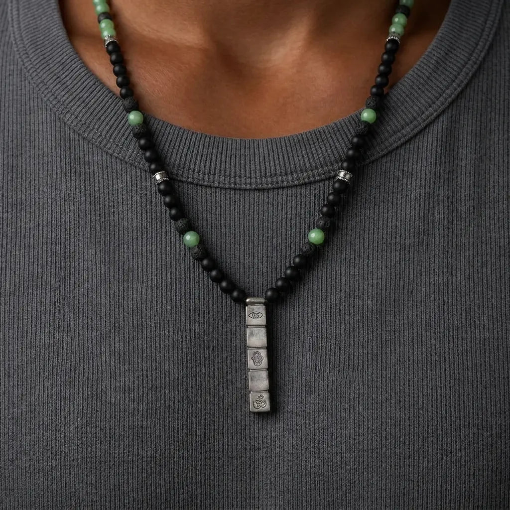 Eternal Valor Onyx, Jade & Lava Necklace