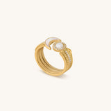 Lunar Brilliance Rainbow Moonstone Moon Gold Ring