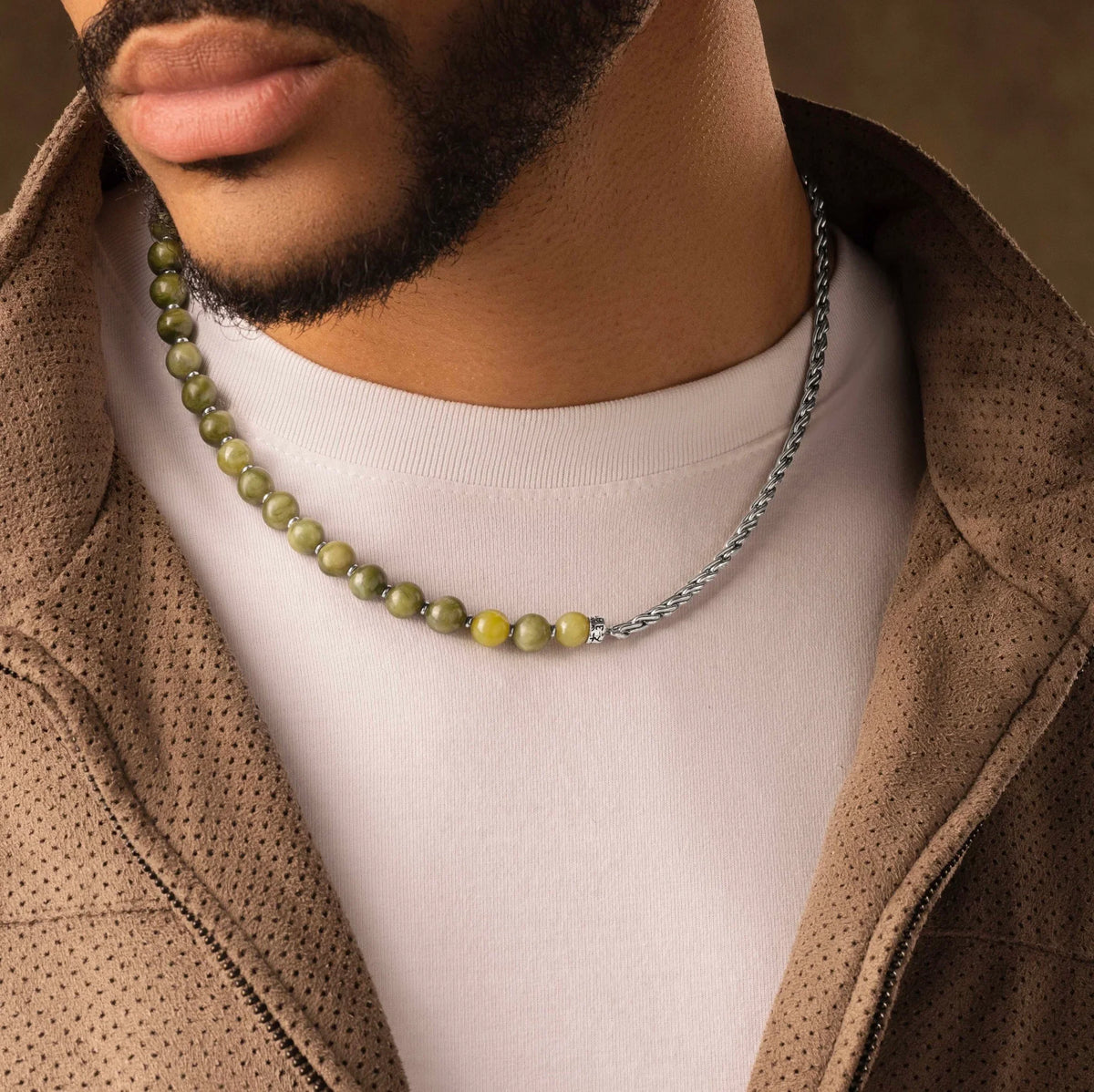Balanced Warrior Jade Mantra Necklace