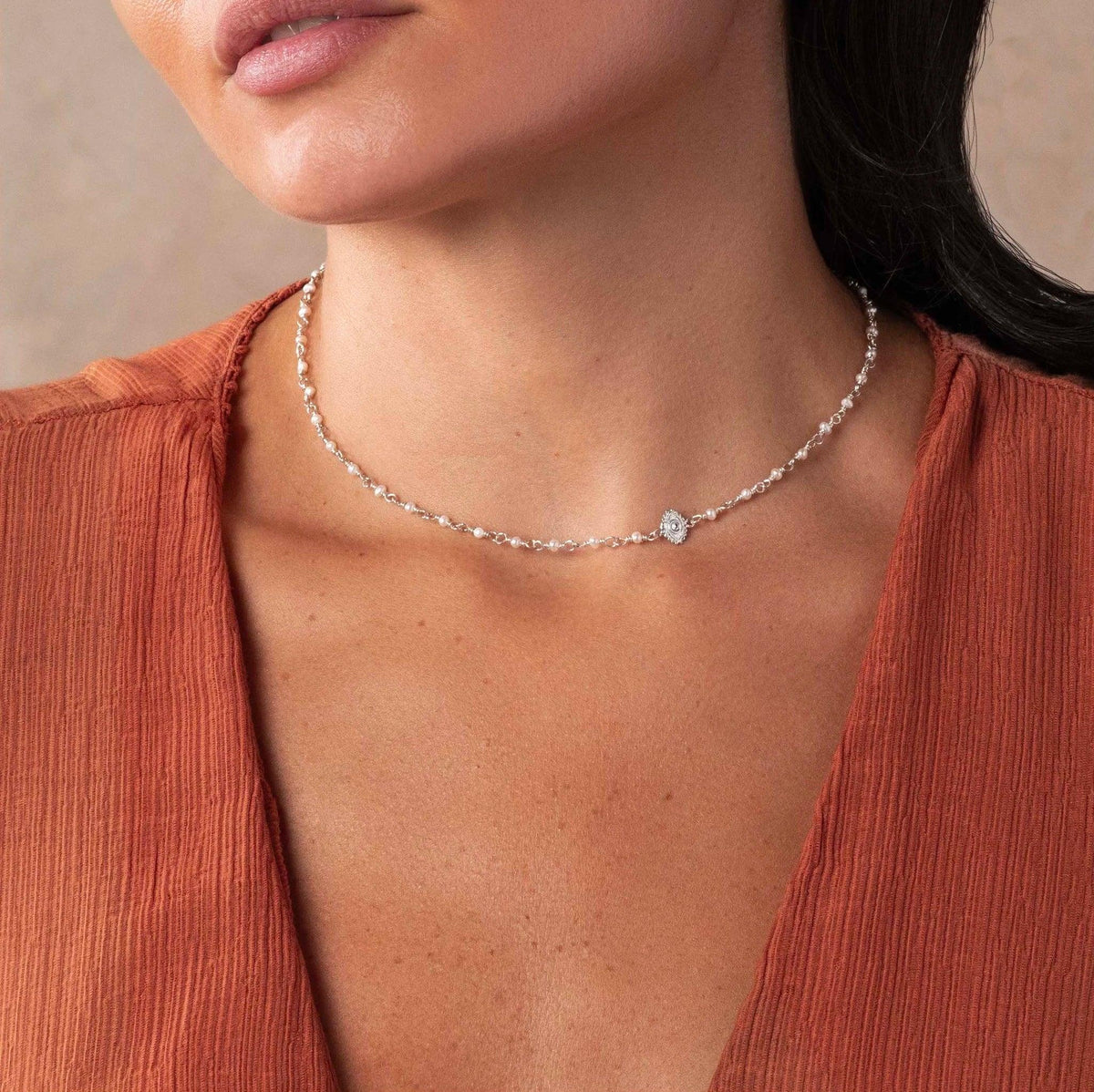 Lustrous Guardian Evil Eye Pearl Necklace