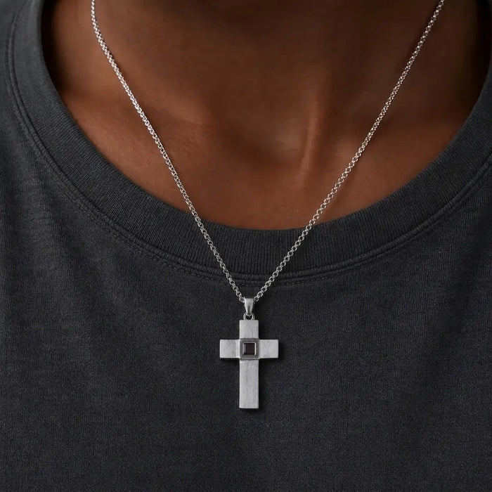 Enduring Faith Silver Cross Bible Nano Chip Necklace