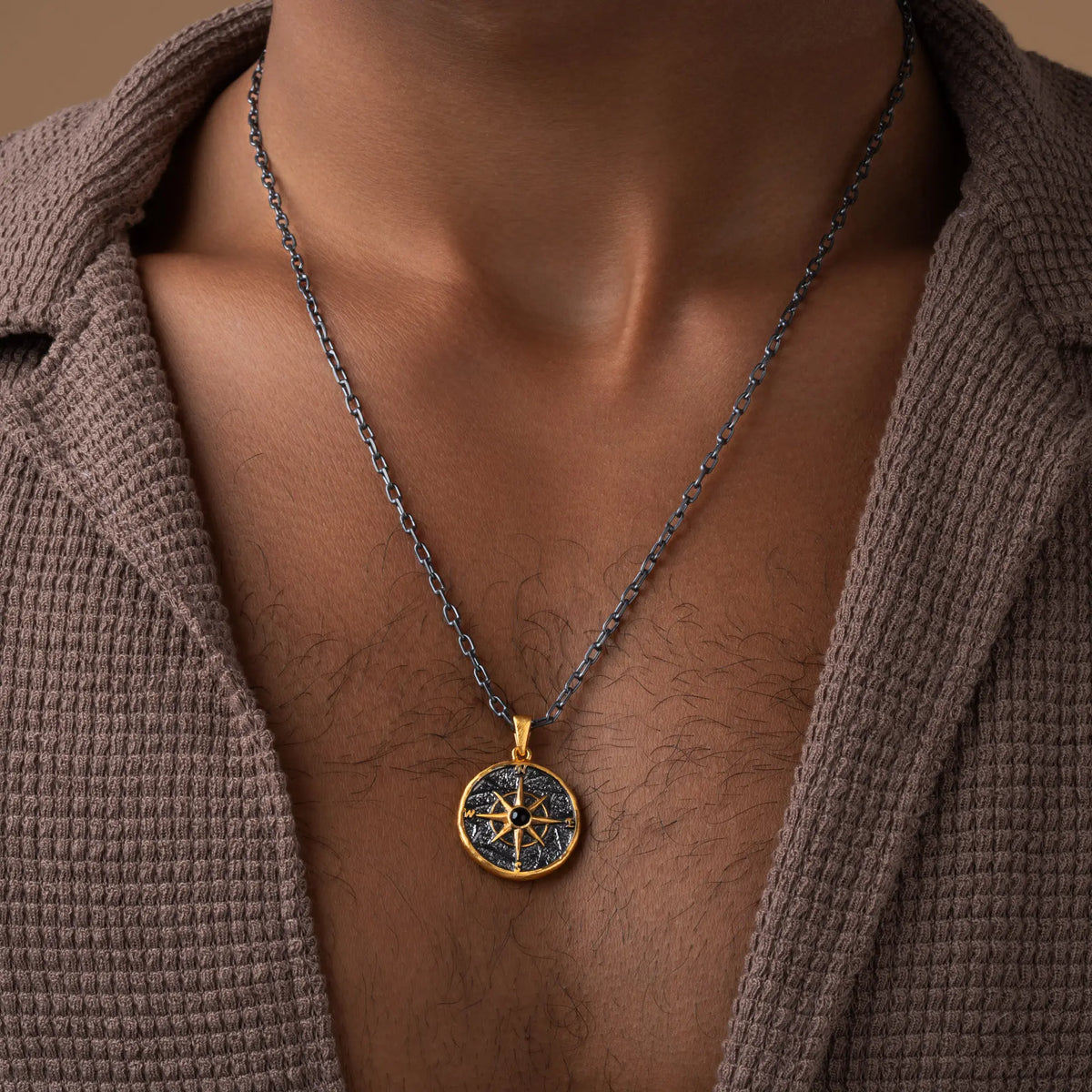 Ethereal Path Onyx Compass Pendant Necklace