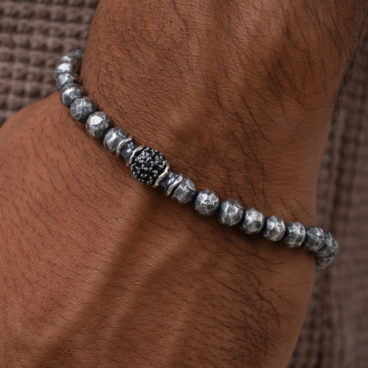 Shadow Pulse Forged Macramé Bracelet