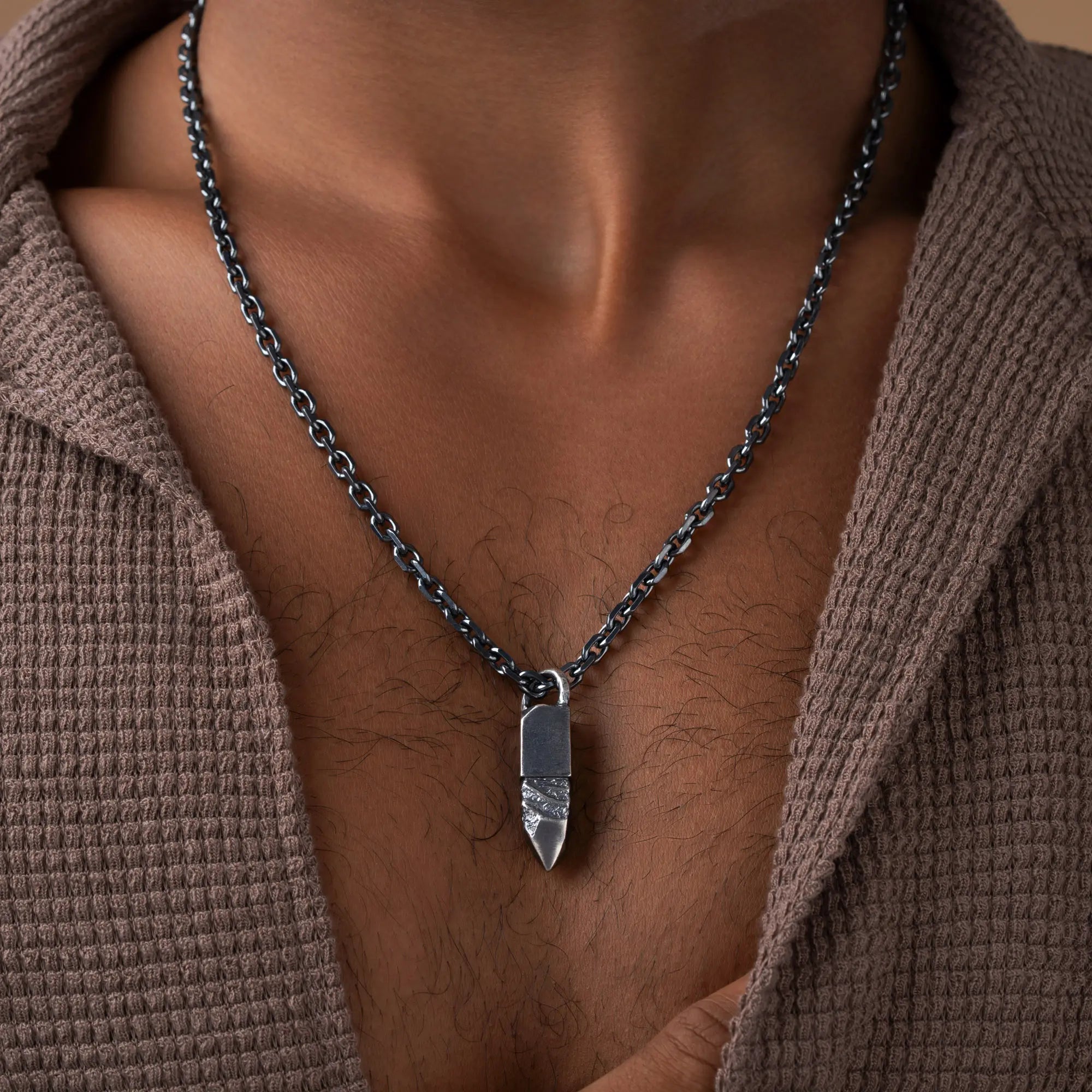 Celestial Core Gunmetal Medal Pendant Necklace