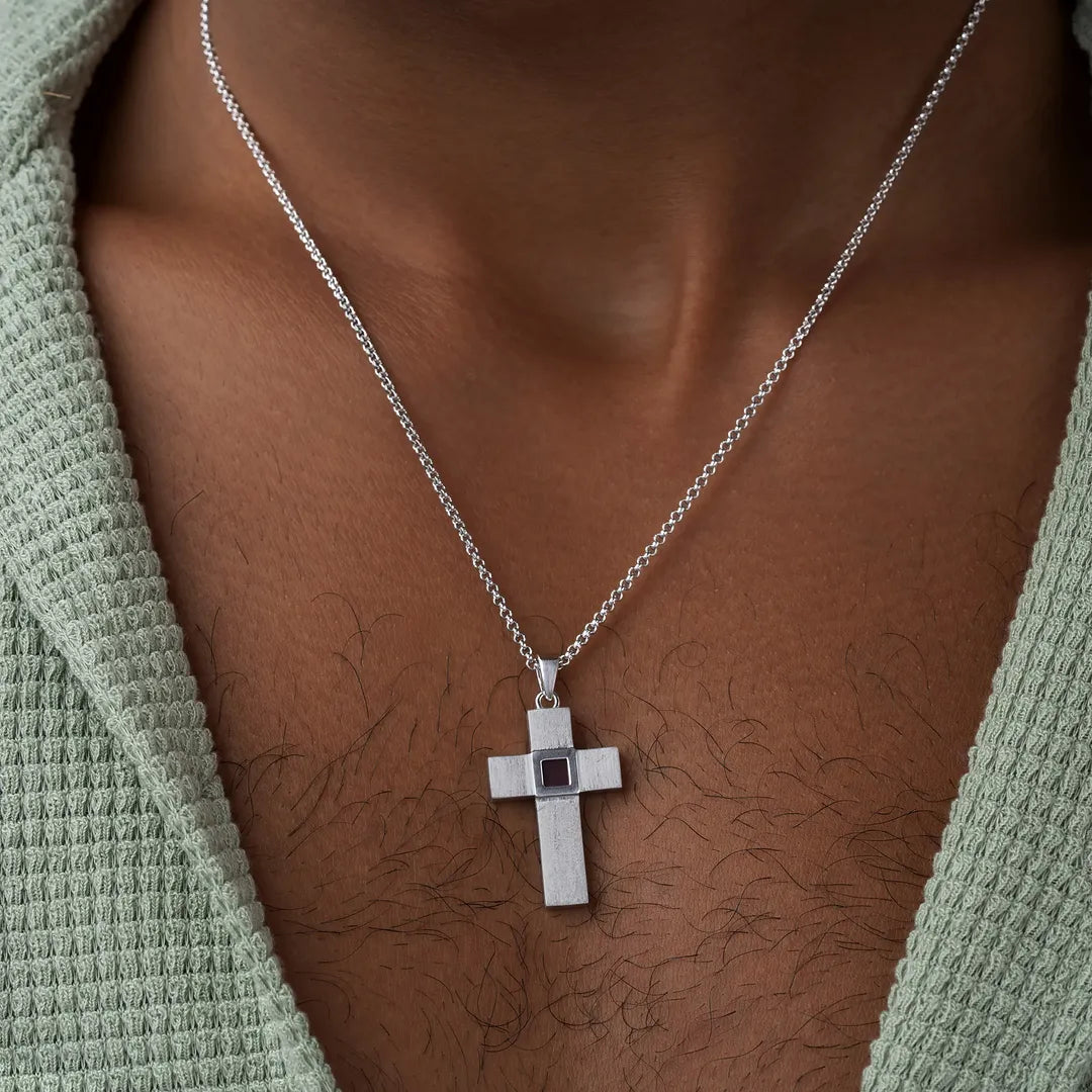 Enduring Faith Silver Cross Bible Nano Chip Necklace