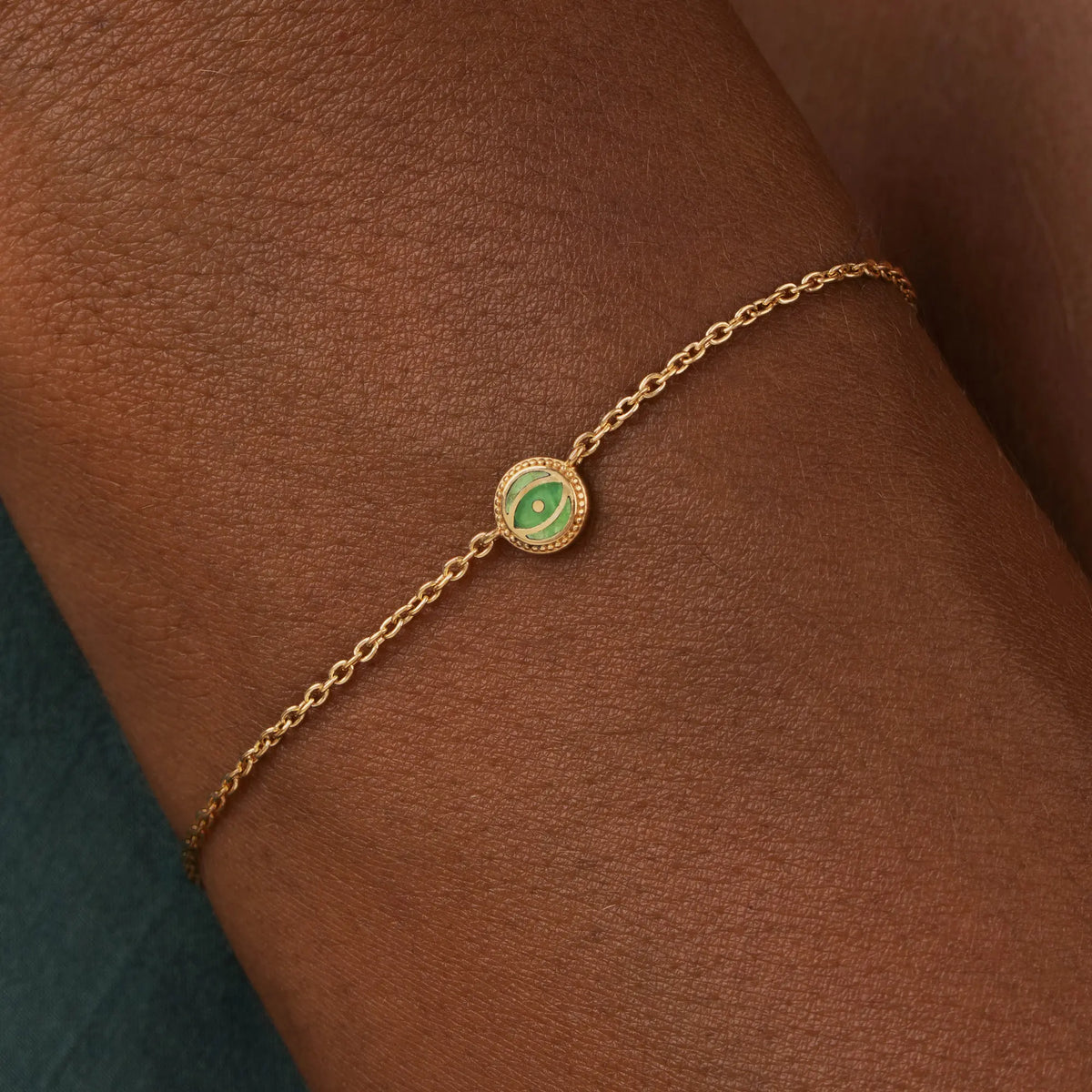 Vital Essence Peridot August Birthstone Evil Eye Gold Bracelet
