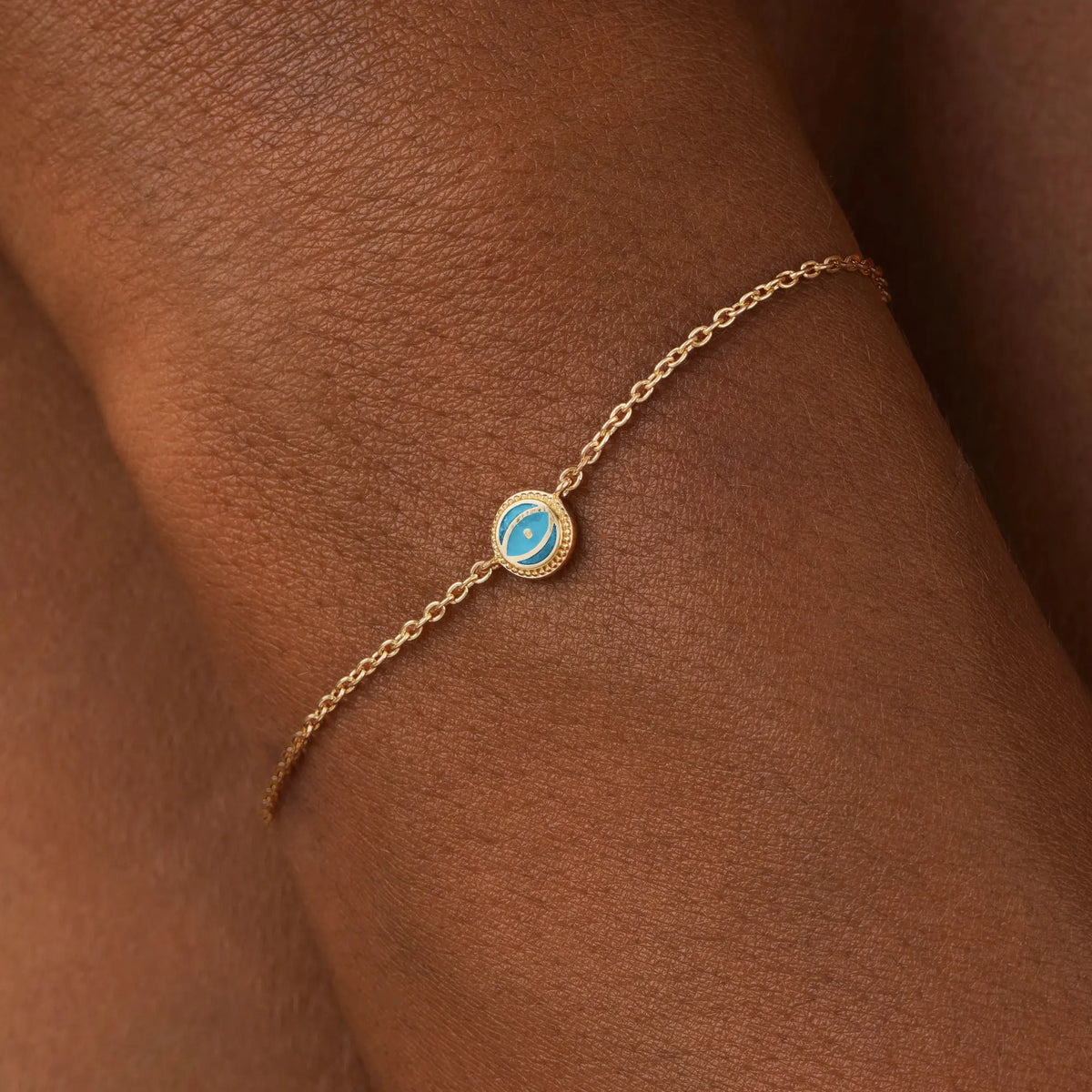 Tranquil Guardian Turquoise December Birthstone Evil Eye Gold Bracelet