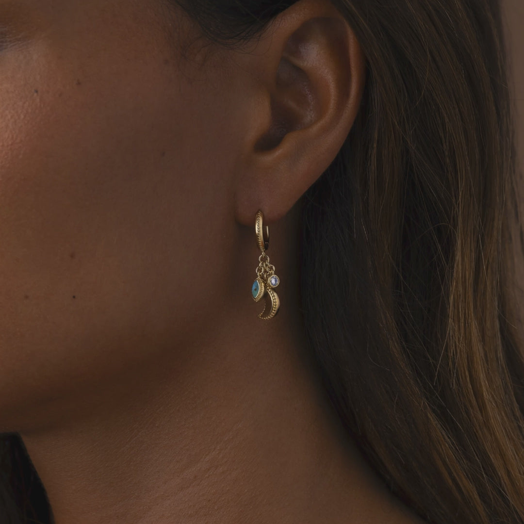 Lunar Blessings Turquoise Moon & Evil Eye Earrings – image 4