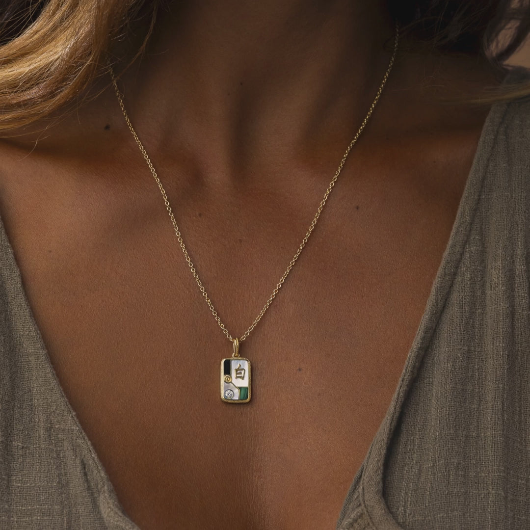 Clarity White Dragon Multi-Stone Mahjong Necklace – image 4