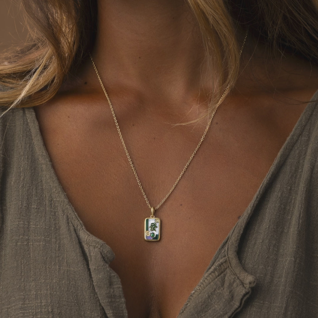 Prosperity Green Dragon Multi-Stone Mahjong Necklace – image 4