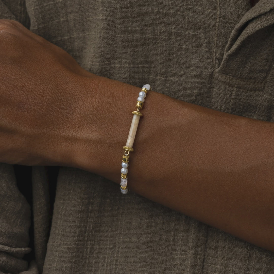 Inner Harmony Moonstone Center Tube Beaded Bracelet – image 4