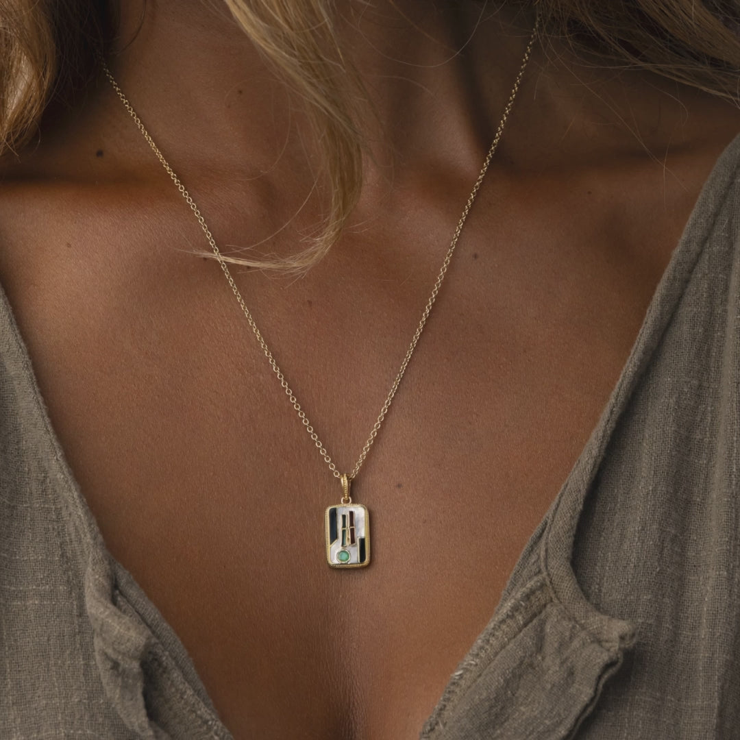 Flourishing Spirit Two Bam Multi-Stone Mahjong Necklace – image 4