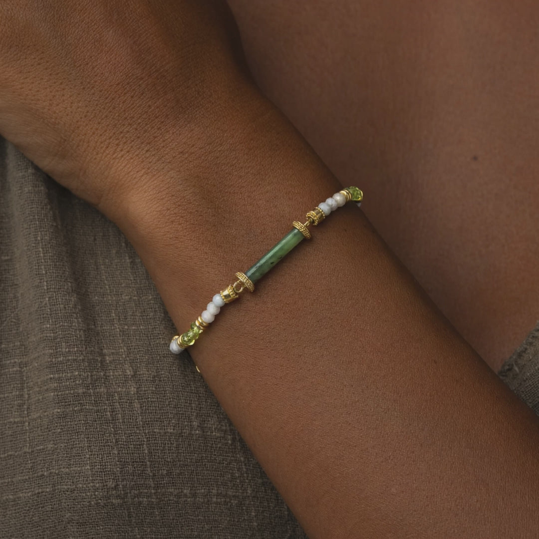 Guided Prosperity Jade Center Tube Beaded Bracelet – image 4