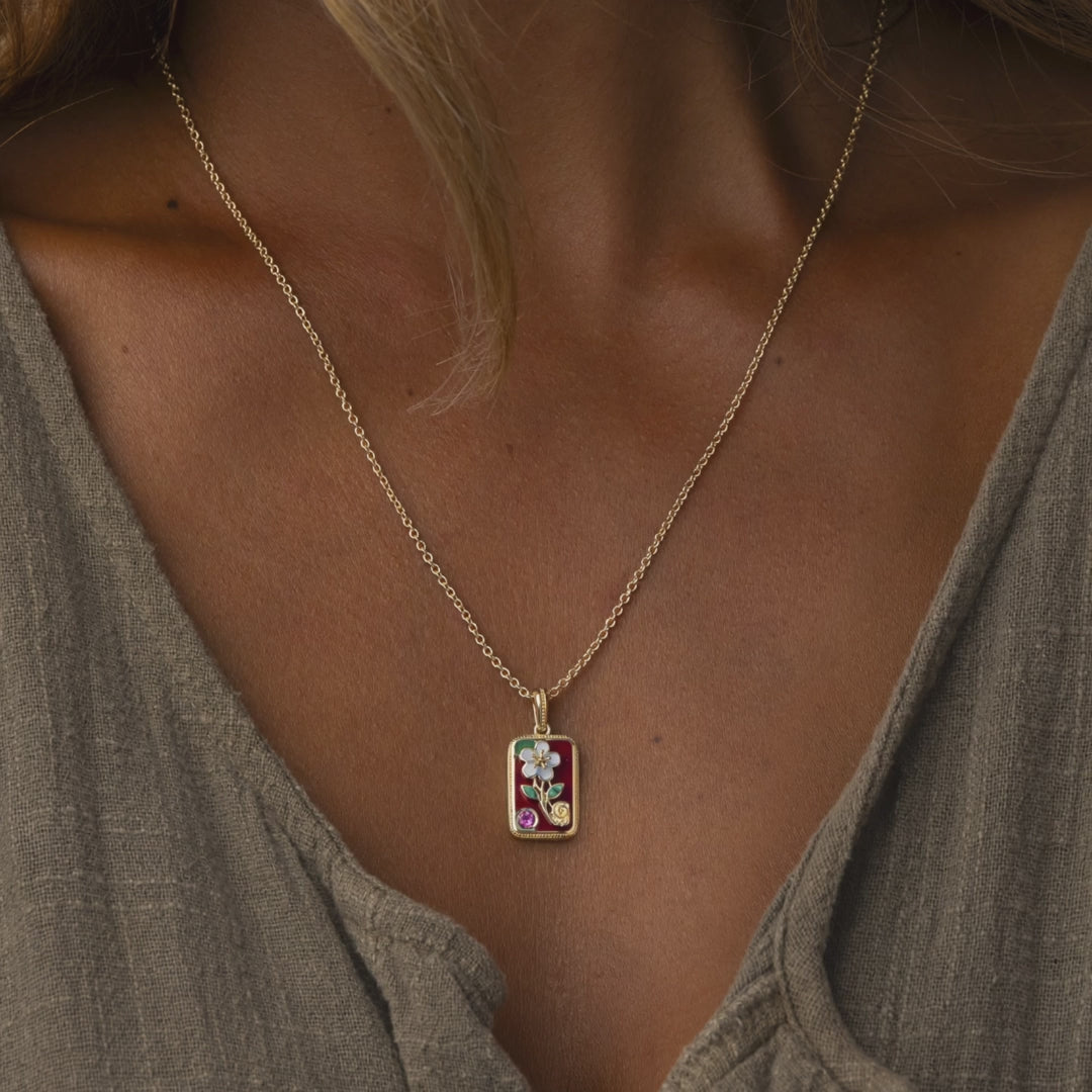 Abundant Grace Flower Tile Multi-Stone Mahjong Necklace – image 4