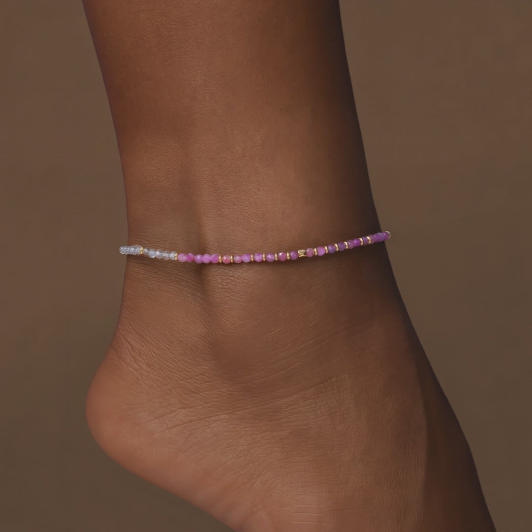 Heartfelt Intuition Pink Tourmaline & Labradorite Anklet – image 4