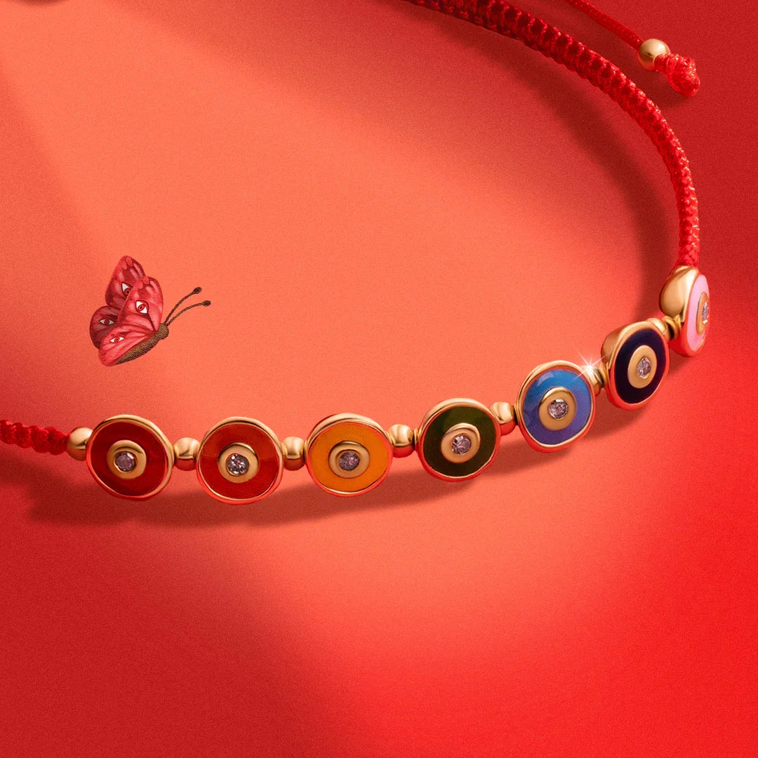 Joyful Journey Gold Plated Chakra Red String Bracelet