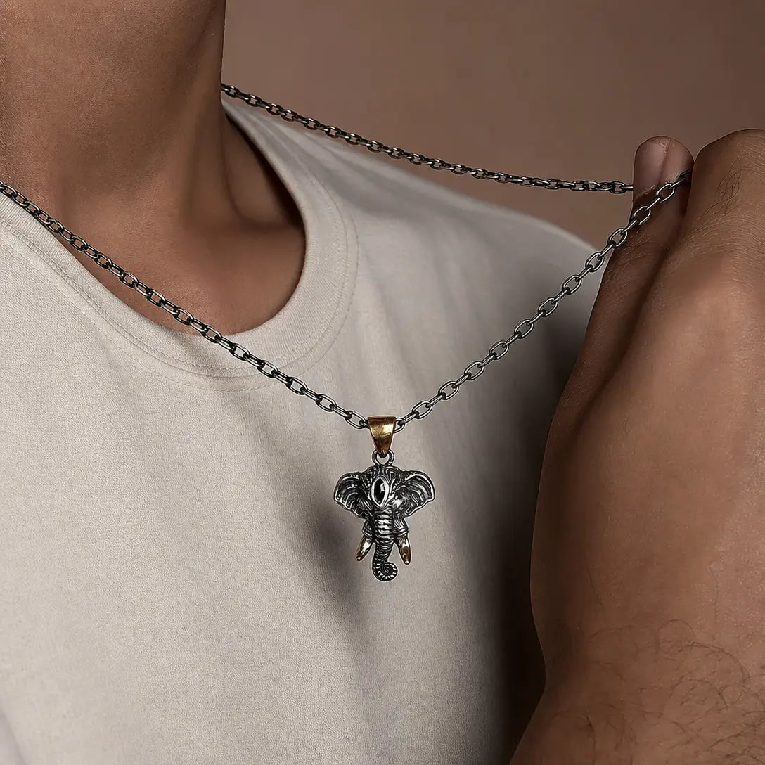 Majestic Guardian Elephant Head Necklace