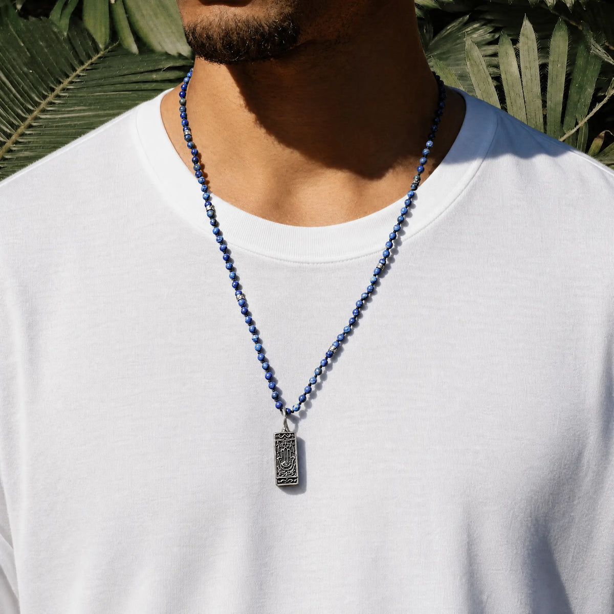 Spiritual Energy Lapis Lazuli Hamsa Pendant Necklace