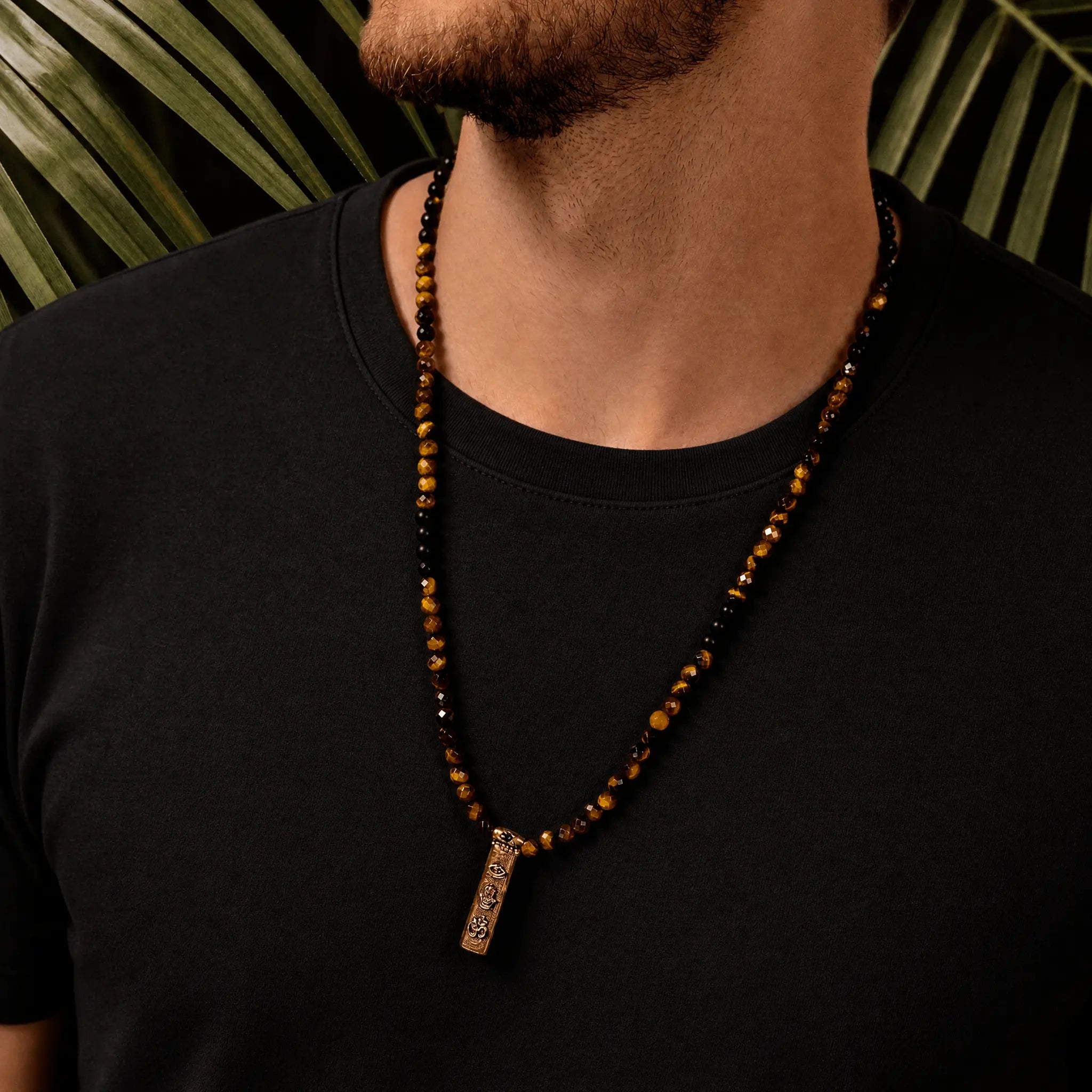Fearless Spirit 3 Symbol Tiger's Eye Onyx Necklace
