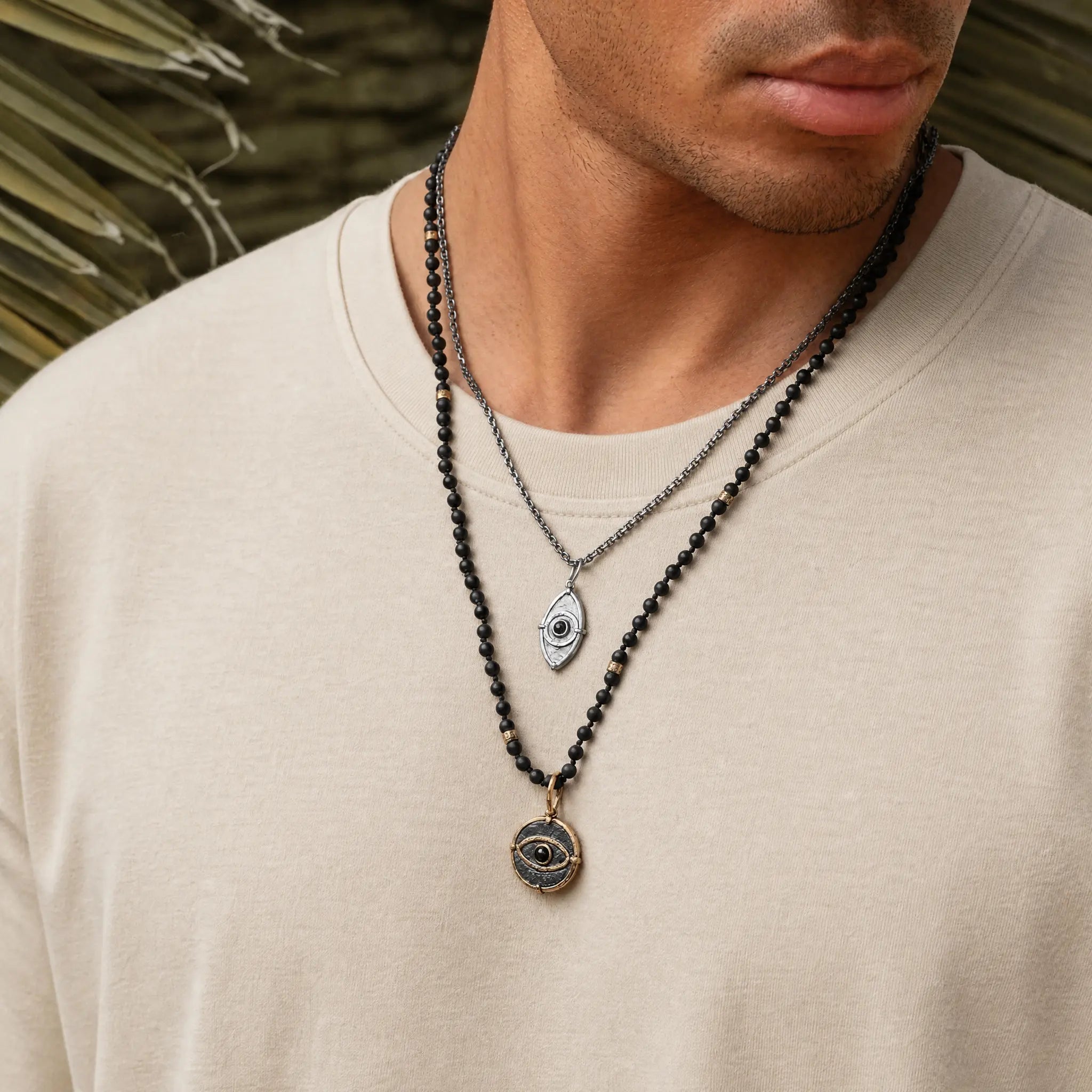 Deep Consciousness Matte Onyx Evil Eye Pendant Necklace