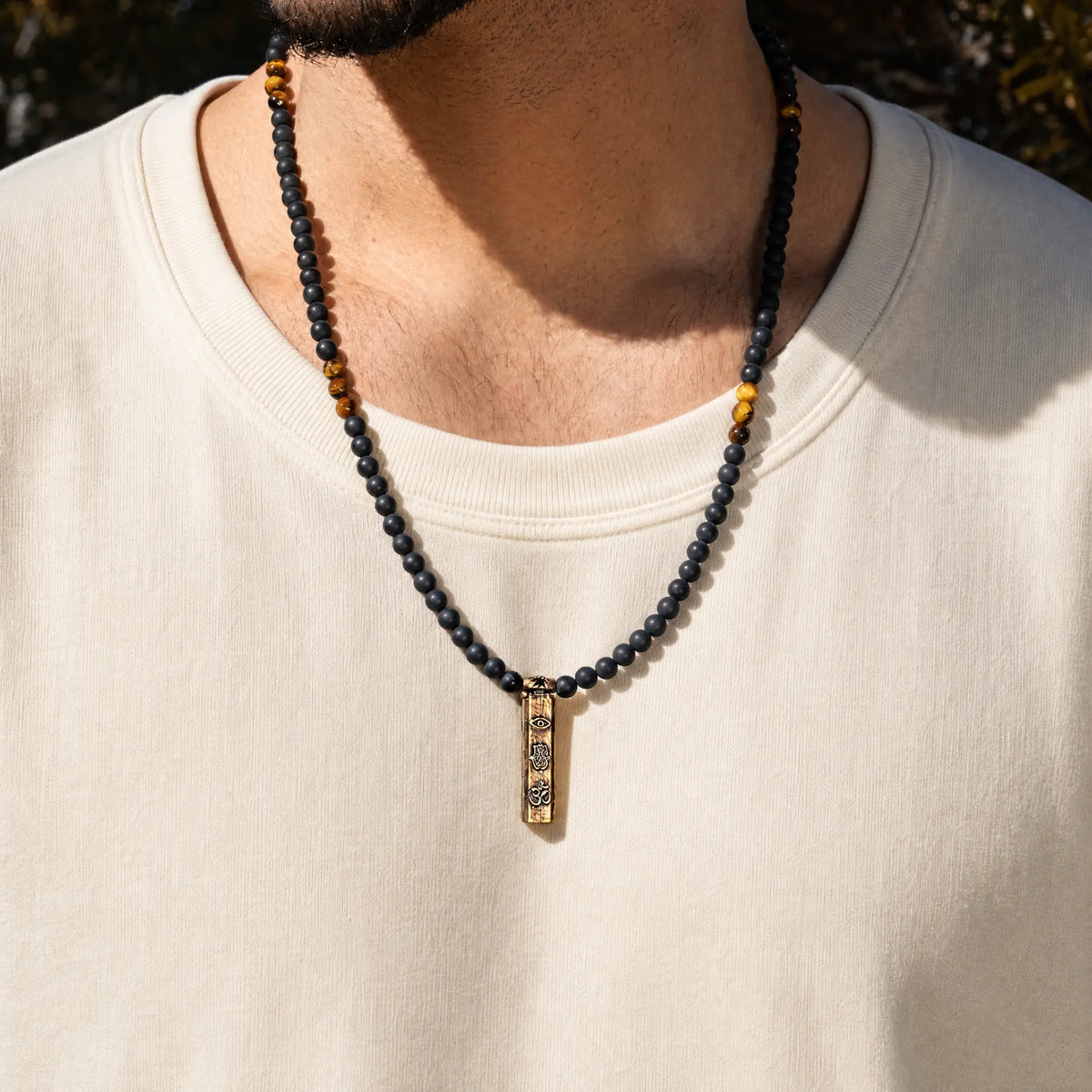 Divine Energy Onyx Tiger's Eye Triple Protection Necklace