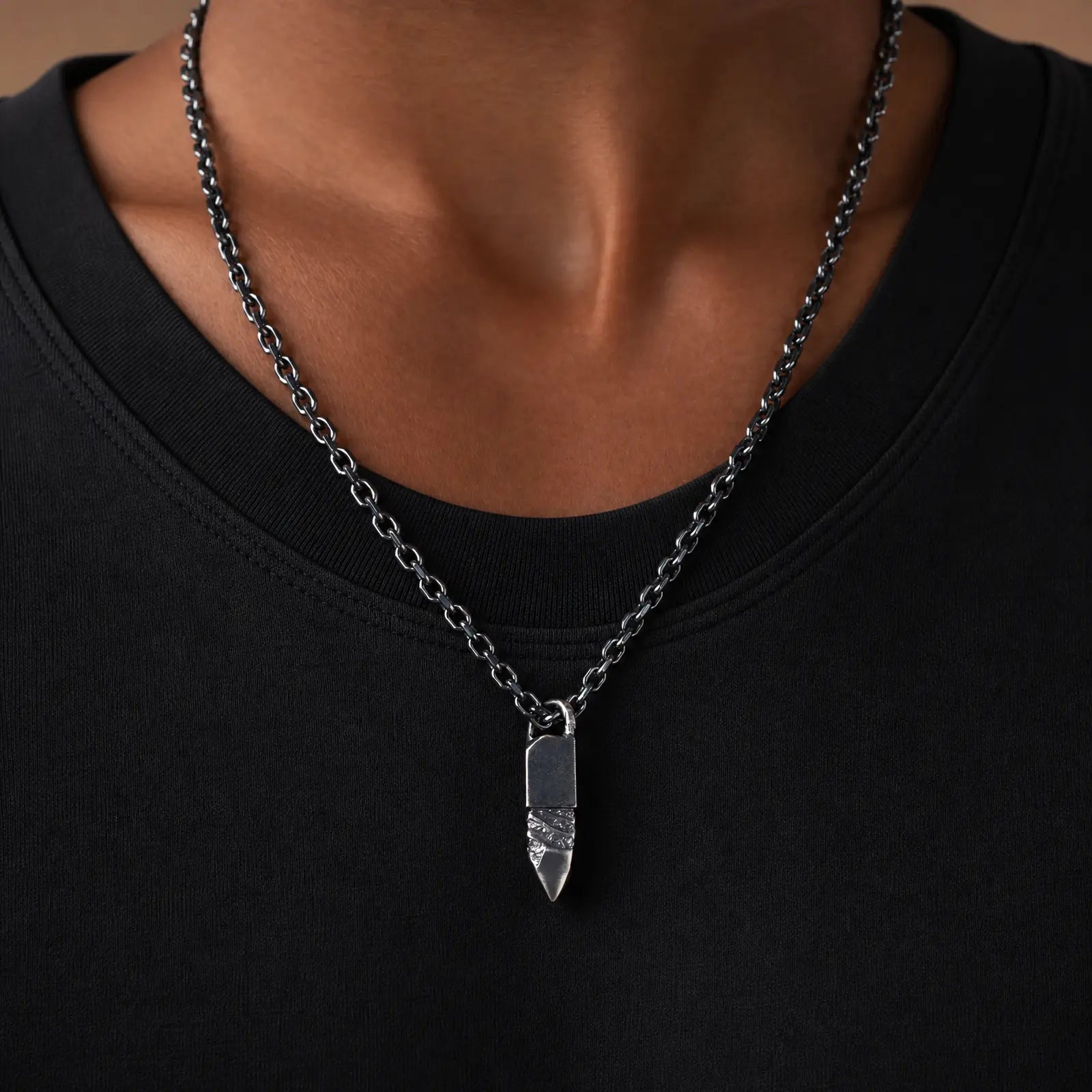 Celestial Core Gunmetal Medal Pendant Necklace