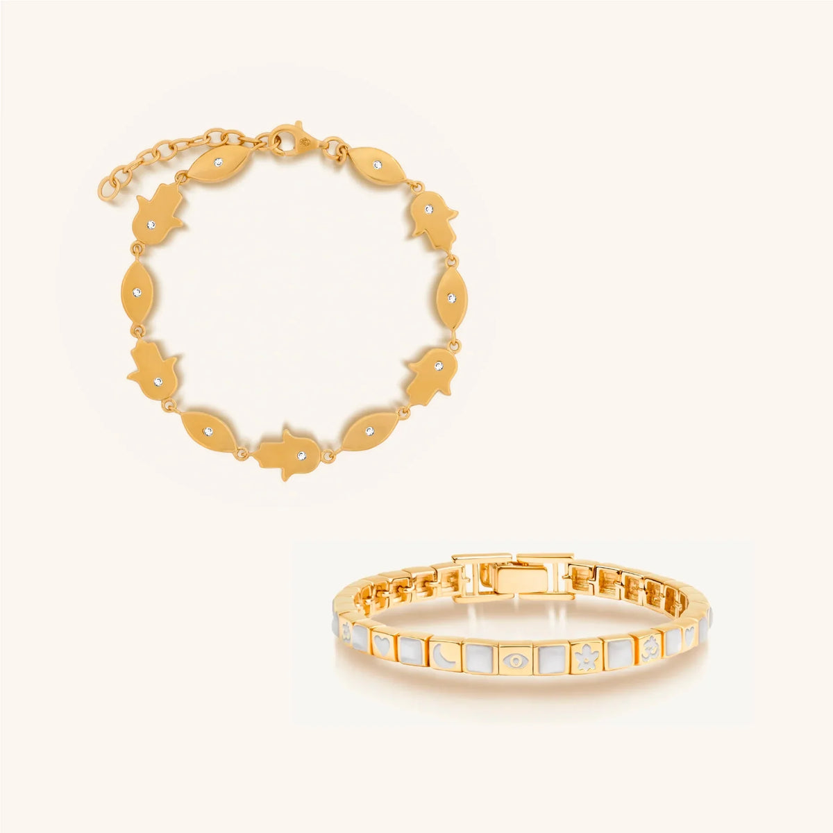 Twin Flames Diamond Gold Bracelet Set