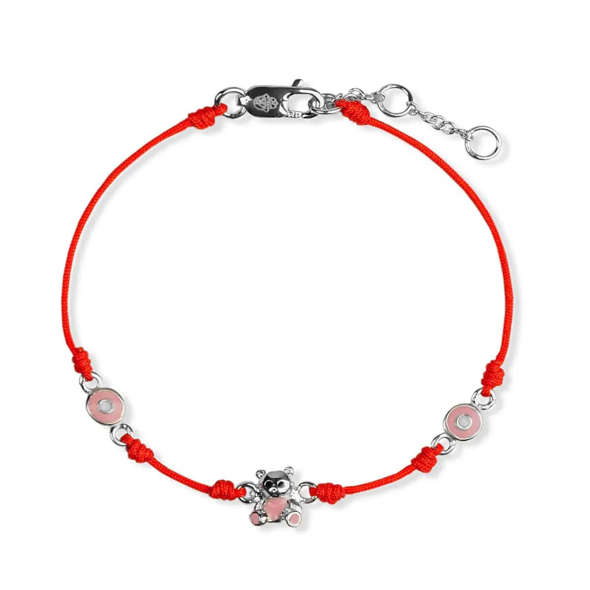 Karma and Luck  Bracelet  -  Sincere Mind - Silver Teddy Evil Eye Kids Red Bracelet