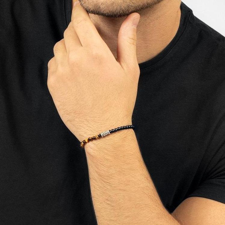 Karma and Luck  Bracelet  -  Inner Balance - Tiger's Eye Matte Onyx Bracelet