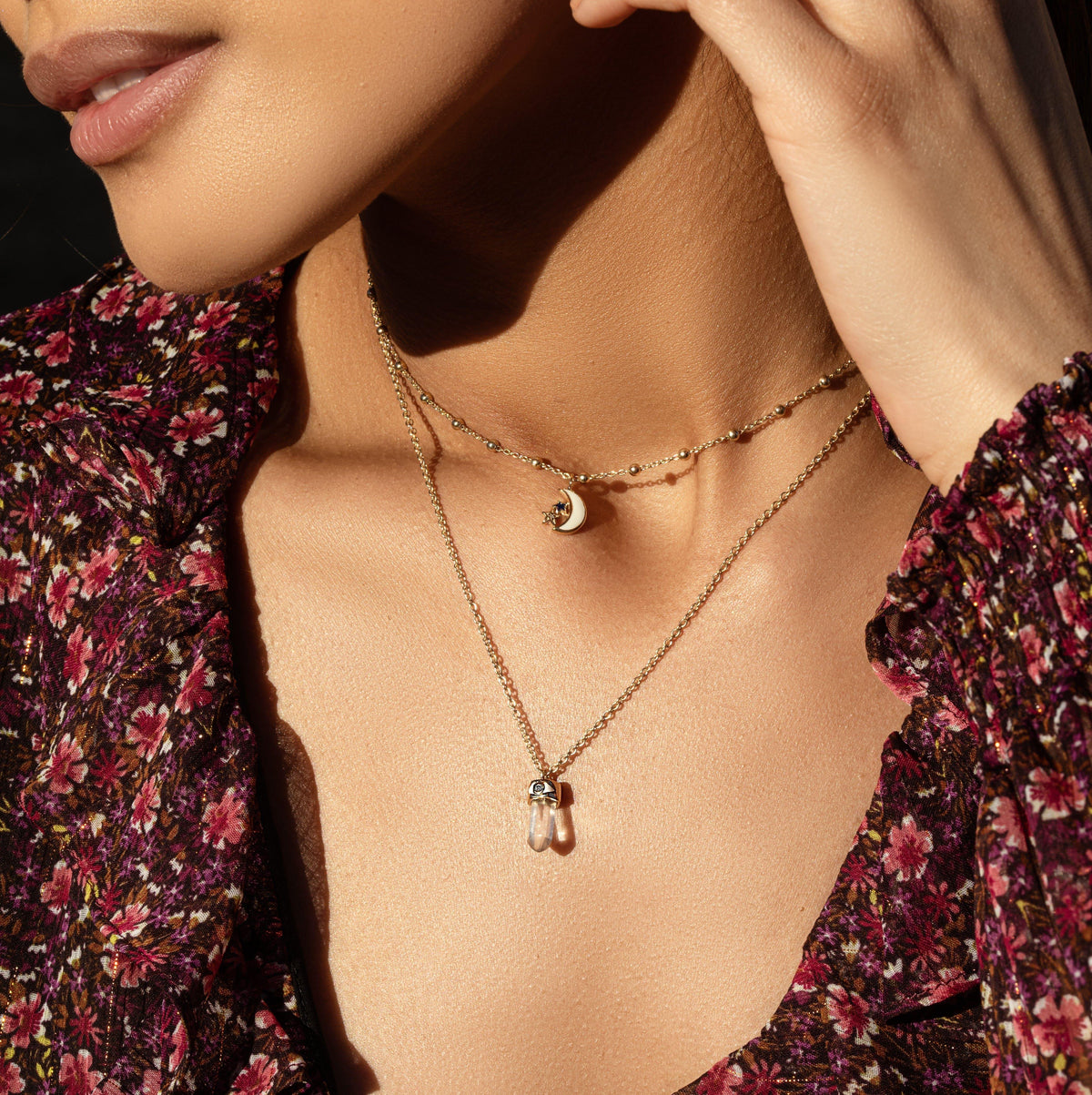 Karma and Luck  Necklace  -  Guiding Energies - Gold Plated Moon & Star Necklace