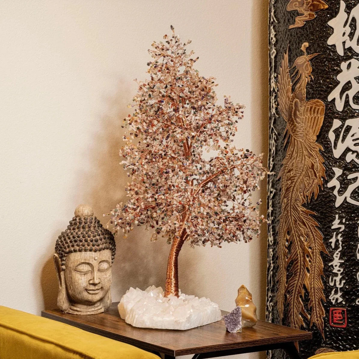 Karma and Luck  Tree of life  -  Budding Spirituality - XXL Multi Stone Tree on Quartz Base