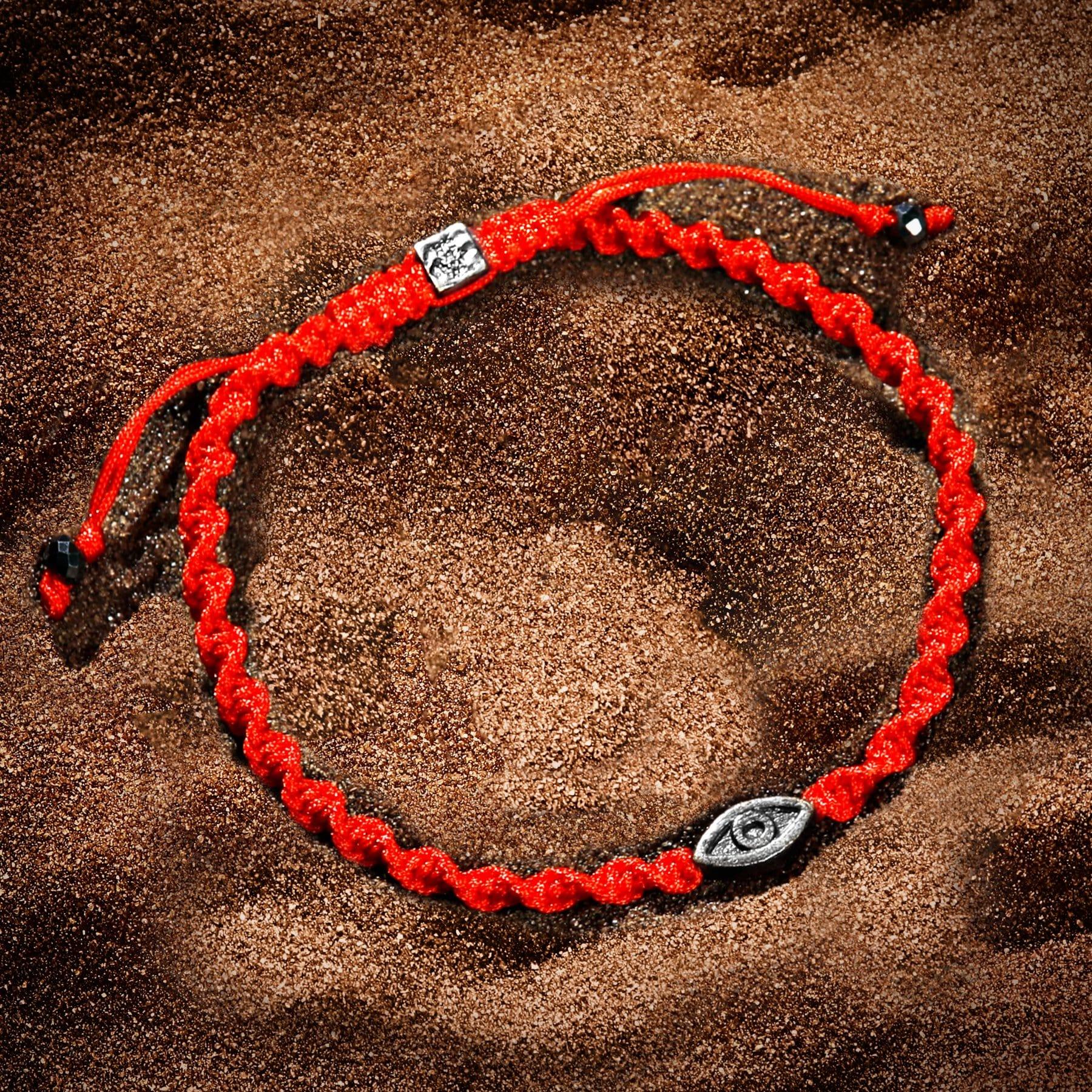 Karma and Luck  Bracelet  -  Ancient Protection - Silver Red String Evil Eye Charm Bracelet