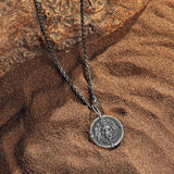 Personal Strength - Silver Gunmetal Lion Medallion Necklace