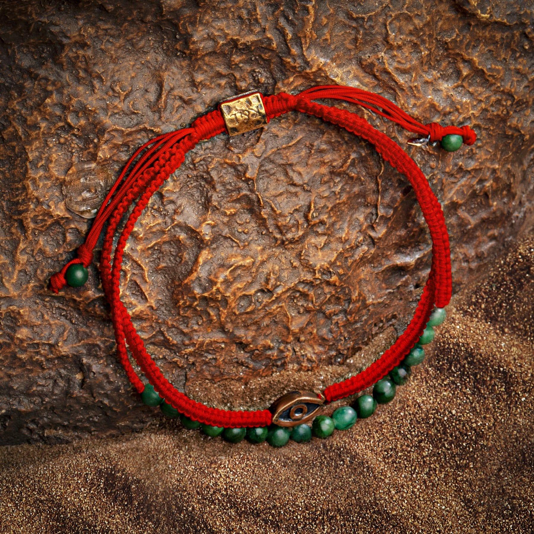 Karma and Luck  Bracelet  -  Fiery Luck - Jade Evil Eye Charm Wrap